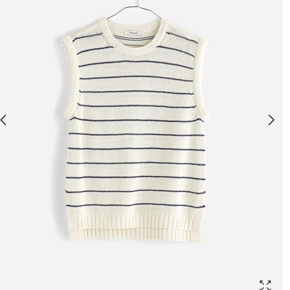 Madewell Puff-Trim Sweater Vest in Stripe NQ977 - Picture 2 of 5